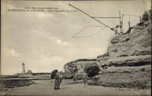 Ak Saint Georges de Didonne Charente Maritime, Les Falaises du Port, Leuchtturm