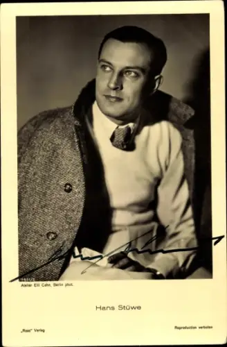 Ak Schauspieler Hans Stüwe, Portrait, Autogramm