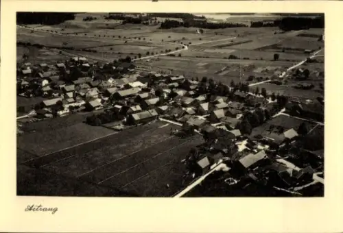 Ak Aitrang in Schwaben, Luftaufnahme von  viele Dächer, Felder, Straßen