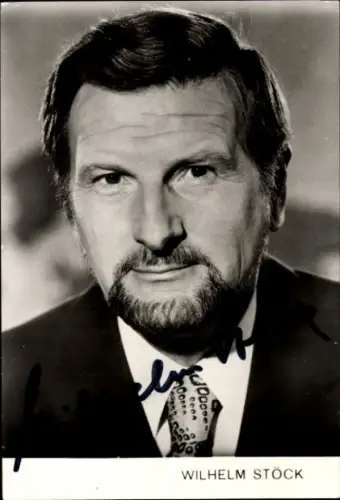 Autogrammkarte Journalist und Nachrichtensprecher Wilhelm Stöck, Portrait, Autogramm