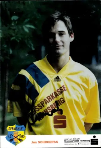 Autogrammkarte Fußballer Jan Schroerss, FC Germania Teveren, Autogramm