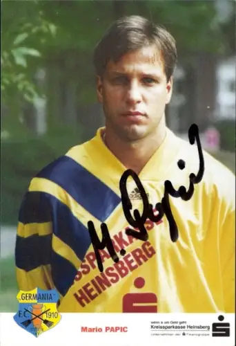 Autogrammkarte Fußballer Mario Papic, FC Germania Teveren, Autogramm