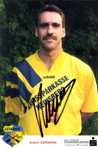 Autogrammkarte Fußballer Andre Kröning, FC Germania Teveren, Autogramm