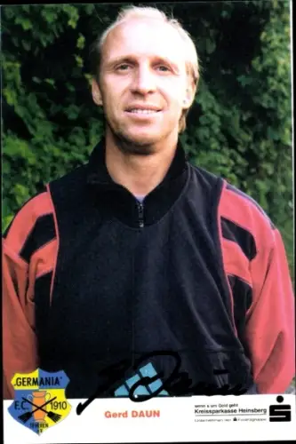 Autogrammkarte Trainer Gerd Daun, FC Germania Teveren, Autogramm