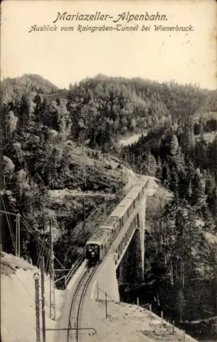 Ak Wienerbruck Annaberg in Niederösterreich, Mariazeller Alpenbahn, Ausblick von Raingraben-Tunnel