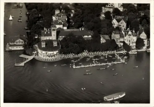 Ak Hamburg Nord Uhlenhorst, Außenalster mit Fährhaus, Fliegeraufnahme