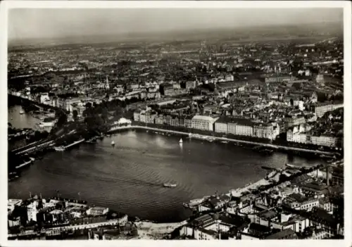 Ak Hamburg, Fliegeraufnahme, Binnenalster, Alsterdamm