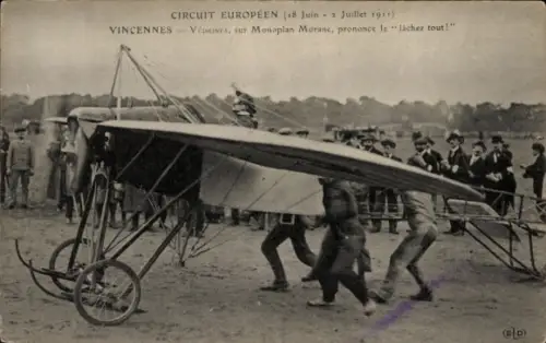Ak Vincennes Val de Marne, Monoplan Morane, Flugzeug, Vedrines