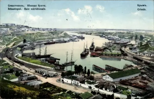 Ak Sebastopol Sewastopol Ukraine, Bucht, Hafen, Panorama