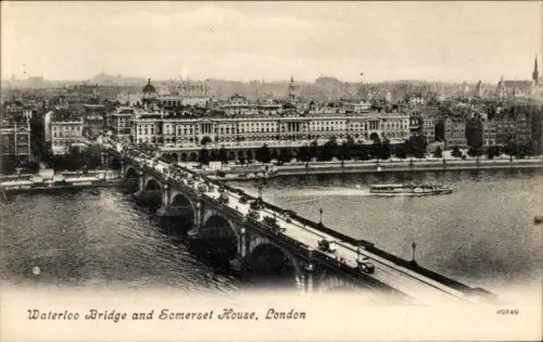 Ak Aldwych London, Wasserloo-Brücke, Somerset House,  Schwarz-Weiß-Foto