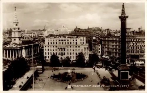 Ak London City England, Trafalgar Square, Nelson Monument