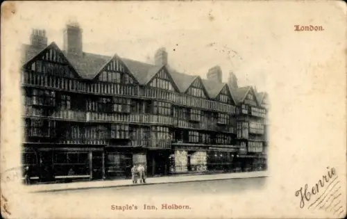 Ak Holborn Camden London England, Staple's Inn, Holborn,   Gebäude, schwarz-weiß