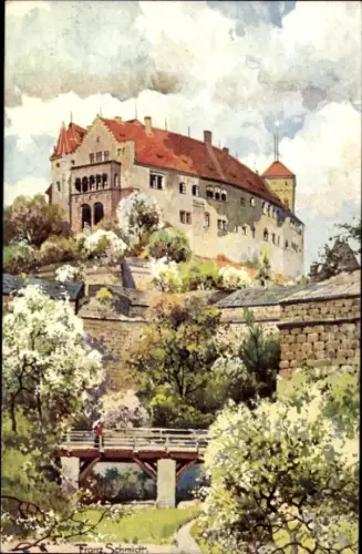 Künstler Ak Schmidt, F., Nürnberg, Burg auf einem Hügel