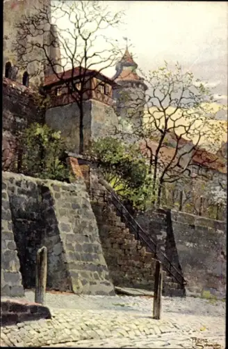 Künstler Ak Nürnberg in Mittelfranken, Partie an der Burg