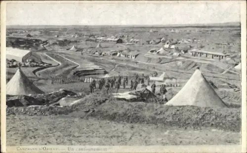 CPA Campagne d'Orient, Un cantonnement