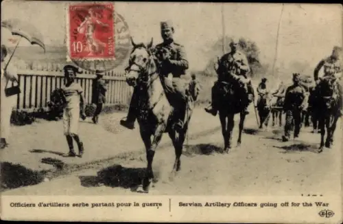 Ak Serbische Offiziere der Artillerie, I WK