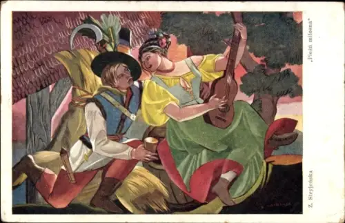 Künstler Ak Stryjeńska, Z., Pieśń miłosna