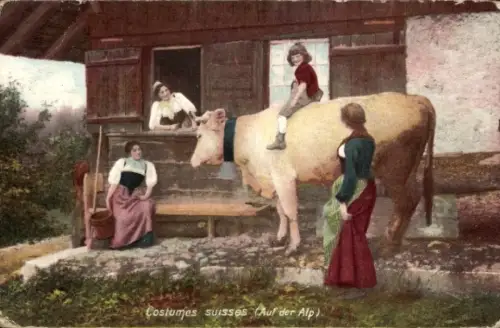 Ak Schweizer Trachten, Auf der Alp