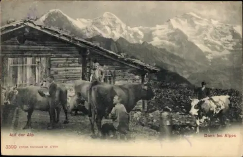 Ak Auf der Alp, Schweizer Trachten