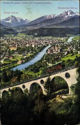 Ak Hungerburg Innsbruck Tirol,  Hungerburgbahn, Serles 2719 m, Nockspitze 2406 m, Landschaft