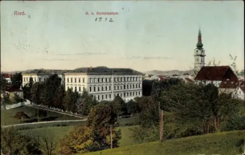 Ak Ried am Wolfgangsee in Salzburg, Schafbergalpe, K. k. Gymnasium,  Jahr 1912, Landschaft mit Bä