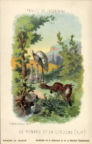 Litho Fabeln von La Fontaine, Der Fuchs und der Storch