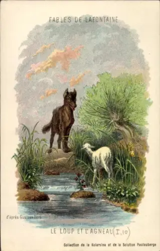 Künstler Ak Doré, Gustave, Fables de Lafontaine, Le Loup et l'Agneau, Wolf und Lamm, Märchen