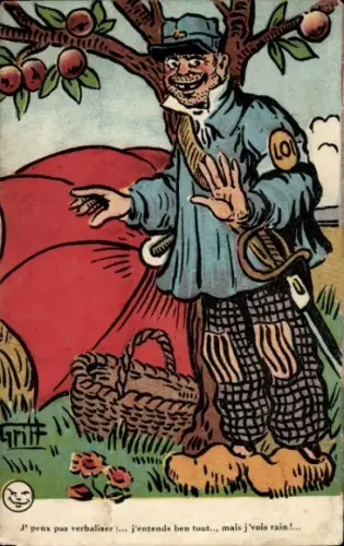 Künstler Ak Griff, Mann in Tracht