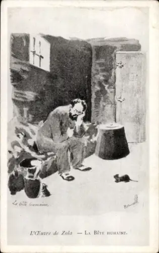 Künstler Ak La Bête humaine, Roman von Émile Zola