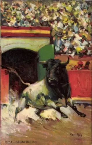 Künstler Ak Ruano Llopis, Carlos, Salida del toril, Stierkampf