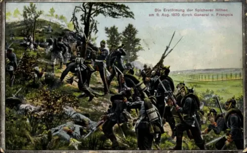 Ak Spicheren Spichern Moselle, Spicherer Höhen, Schlacht, 6. August 1870, General v. François