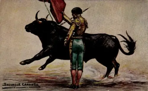 Künstler Ak Carreno, Salvador, Stierkampf, Torero