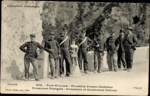 Ak Menton Alpes Maritimes, Pont Saint Louis, Frontière Franco Italienne