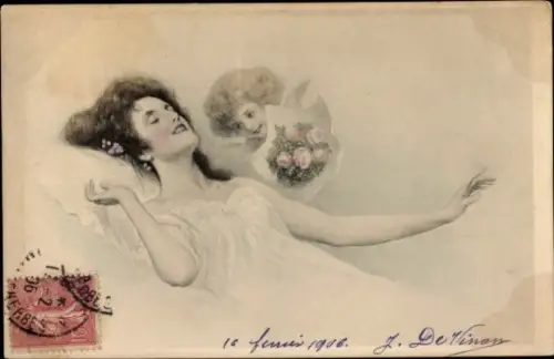 Künstler Ak Kokoschka, Oskar, Frauenportrait, Engel