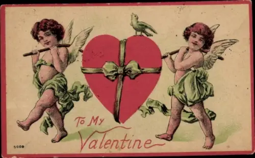Ak Für mein Valentinsschatz, Engel mit Herz