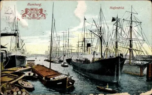 Ak Hamburg, Segelschiffhafen