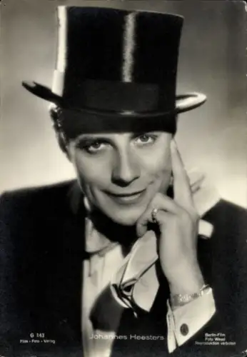 Ak Schauspieler und Sänger Johannes Heesters, Portrait mit Zylinder, Autogramm
