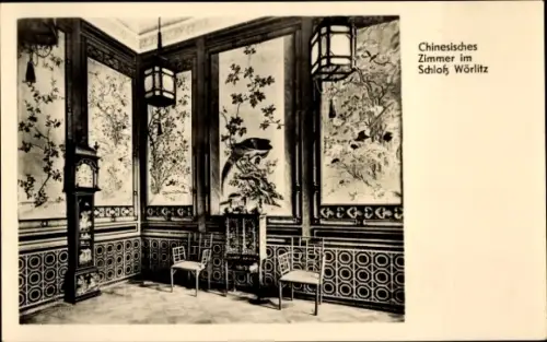 Ak Wörlitz in Anhalt, Wörlitzer Park, Chinesisches Zimmer im Schloss Wörlitz