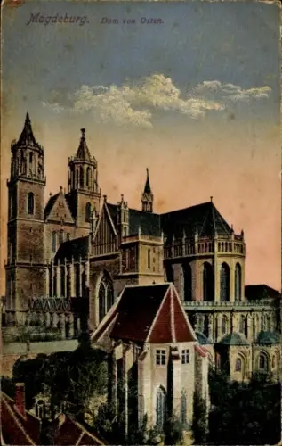 Ak Magdeburg an der Elbe,  Dom von Osten, farbig,  Ansicht