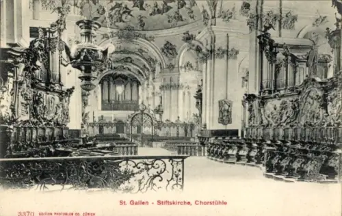 Ak Sankt Gallen Stadt Schweiz, Stiftskirche, Chorstühle