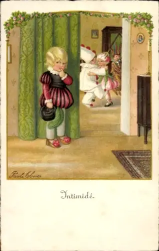 Künstler Ak Ebner, Pauli, Intimide, schüchterner Junge im Kostüm, Fasching