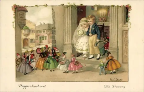 Künstler Ak Ebner, Pauli, Le Cortege, Puppen, Hochzeit
