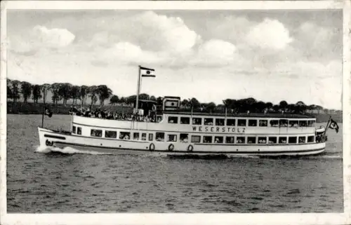 Ak Salondampfer Weserstolz, Weser und Seefahrt, Otto W. A. Schreiber