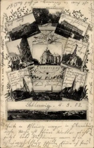 Ak Schleswig in Schleswig Holstein, Kirche, Denkmal, Panorama vom Ort
