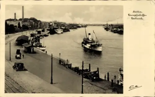 Ak Szczecin Stettin Pommern, Dampfschiffs Bollwerk