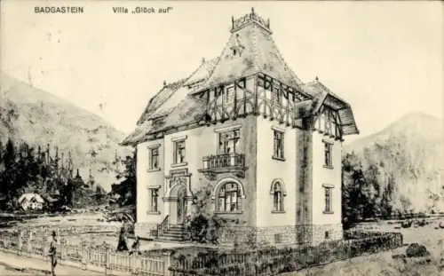 Ak Bad Gastein Badgastein in Salzburg, Villa Glück auf
