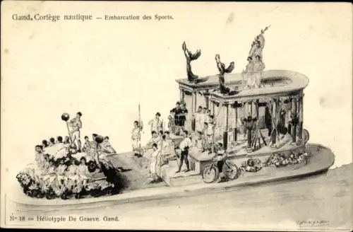 Litho Gand Gent Ostflandern, Embarcation de Sports, Cortege Nautique 18.06.1905