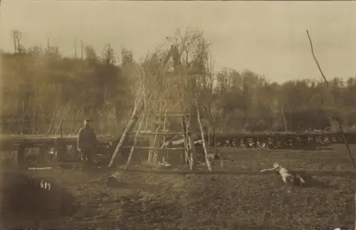 Foto Ak Lançon Ardennes, Brücke erbaut vom Infanterie-Regiment 127, 1. WK