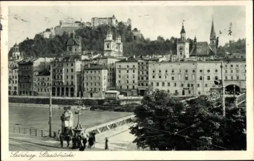 Ak Salzburg in Österreich,  Flussansicht,  Gebäude, 