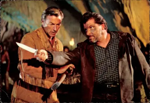 Ak Filmszene aus Winnetou II.Teil, Old Shatterhand, Unterirdischer Wasserlauf